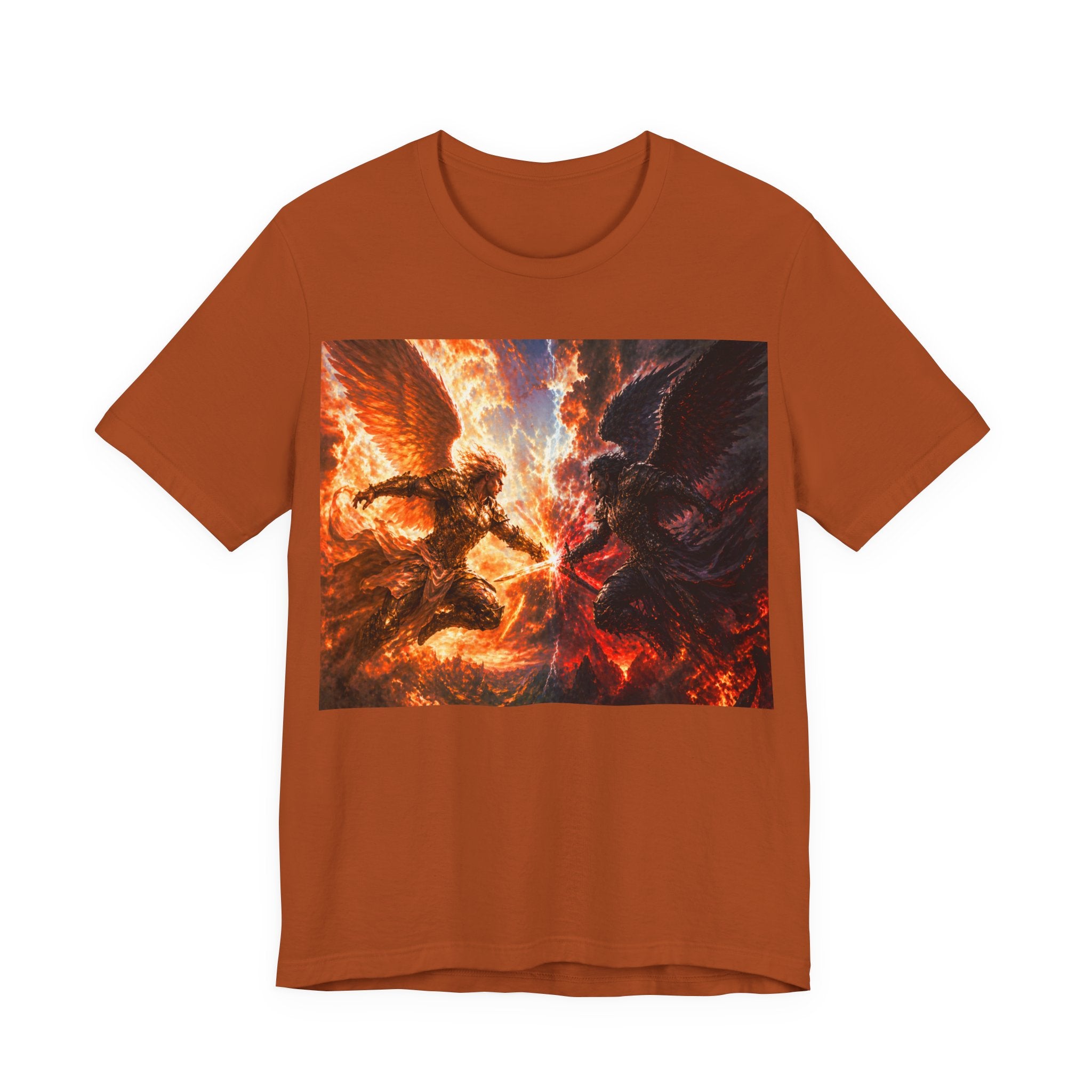 Angel vs Demon Battle T-Shirt — Fiery Fantasy Art Graphic Tee