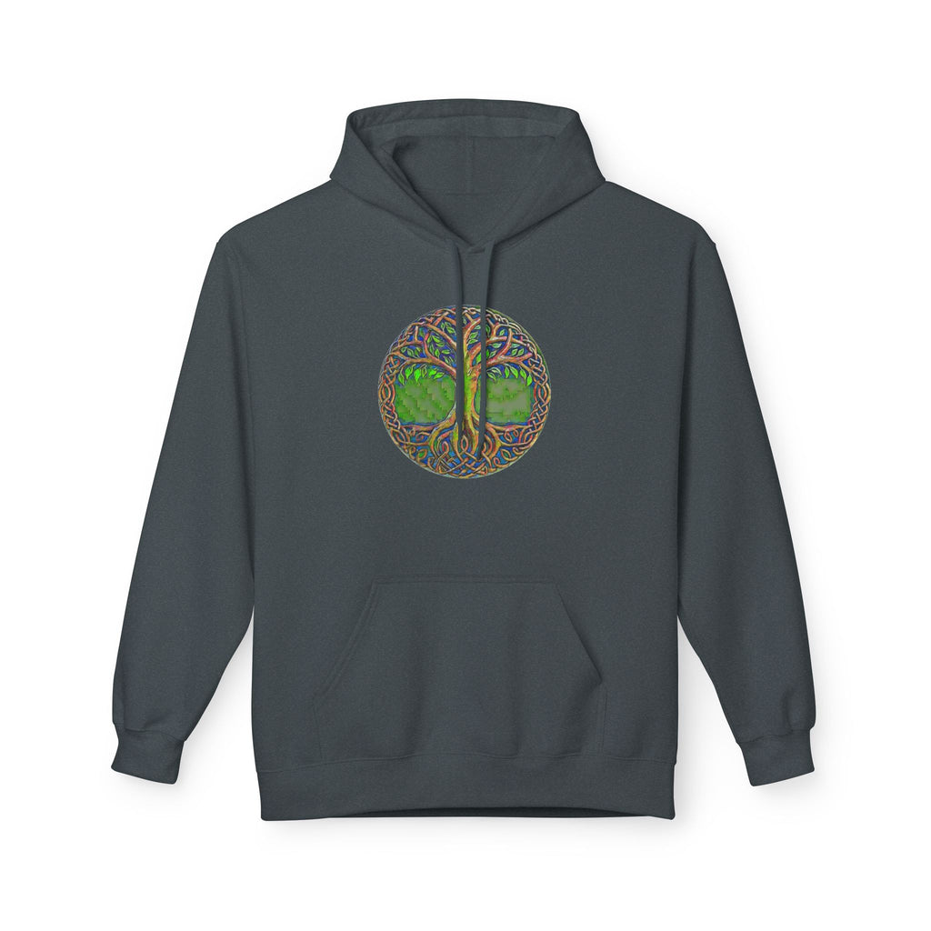 Yggdrasil Tree of Life Cotton Hoodie — Nature-Inspired Green Woodland Graphic