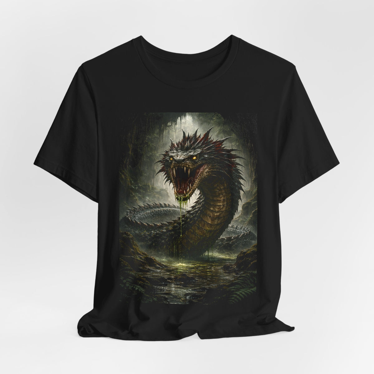 Basilisk Sea Serpent Graphic Tee — Dark Mythical Dragon Shirt