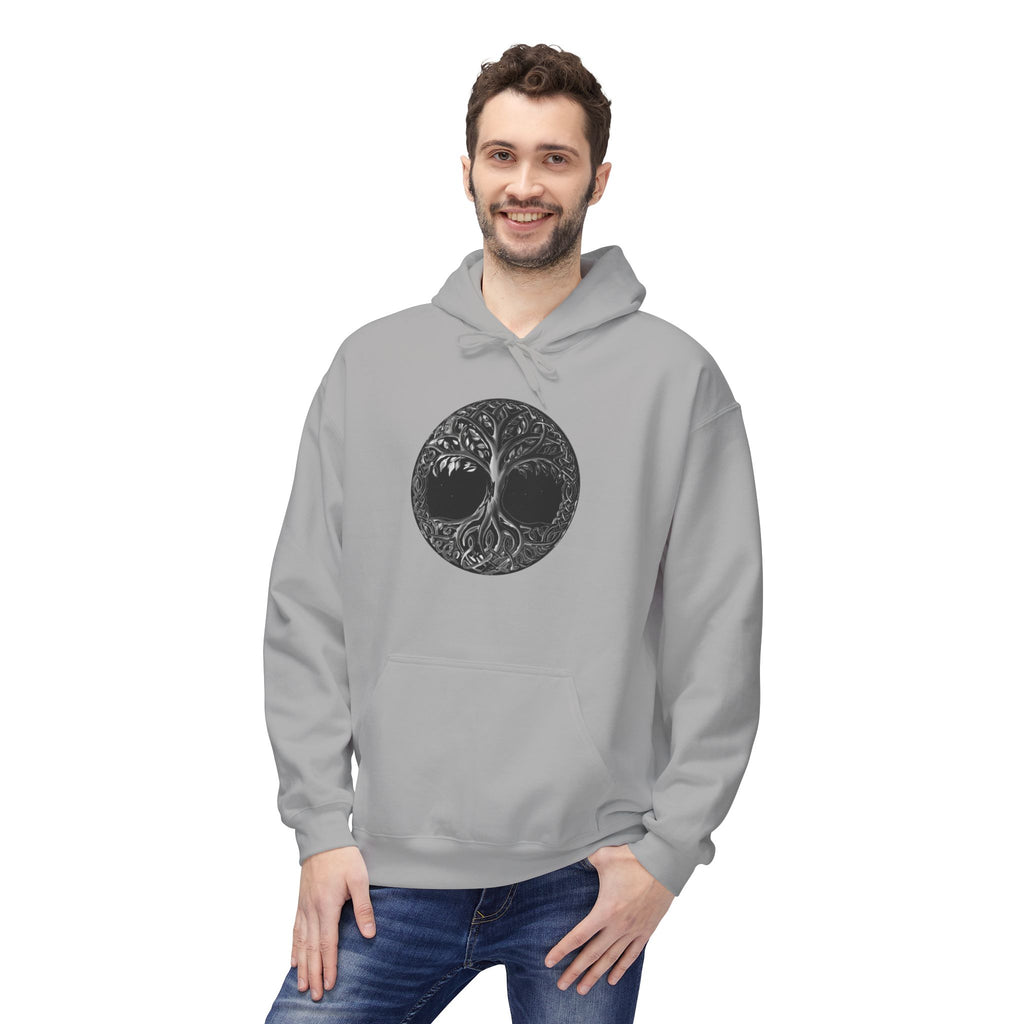 Yggdrasil, the Tree of Life Hoodie — Black Moon Nature Circle Graphic