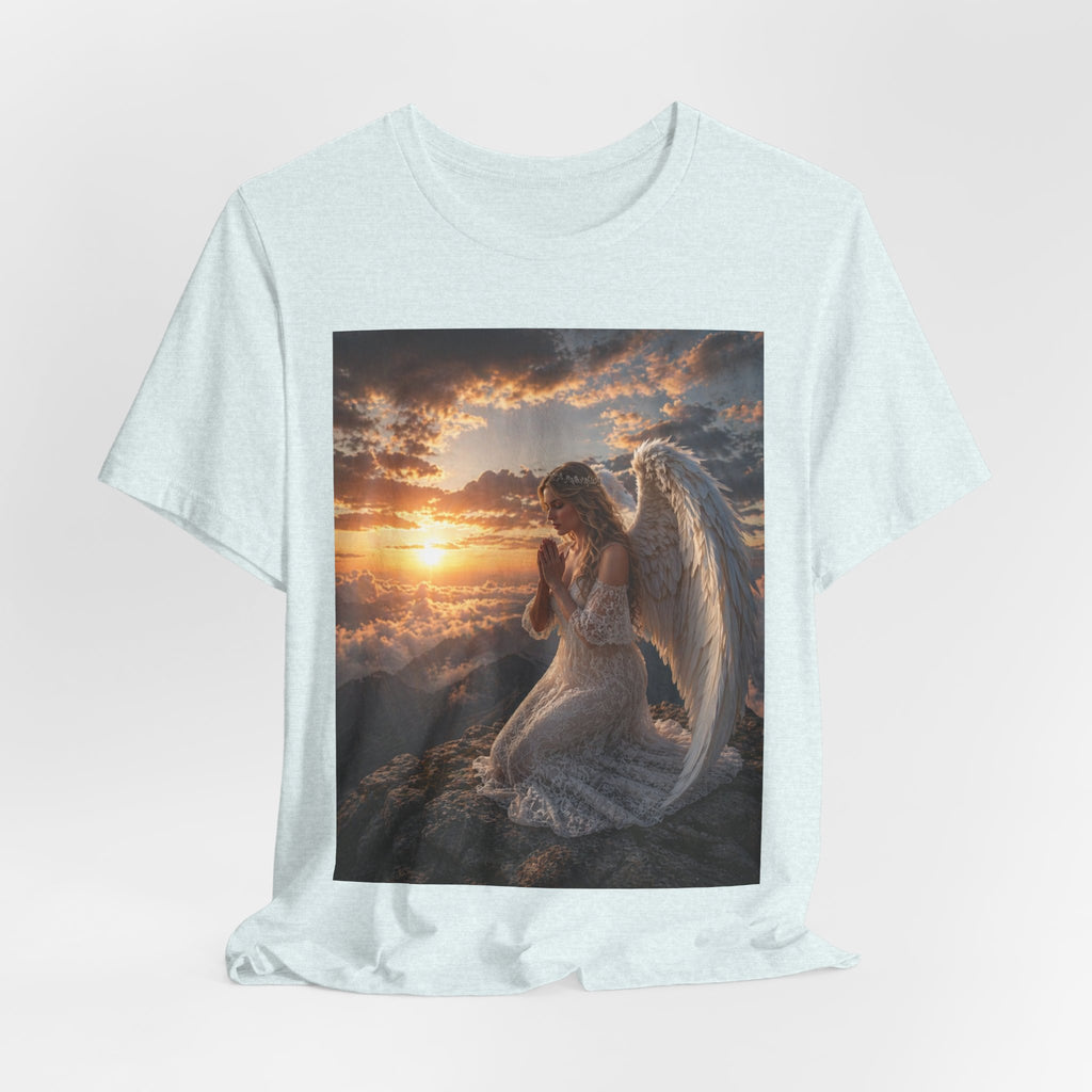 Angel Prayer T‑Shirt — Serene Winged Angel Sunset Tee