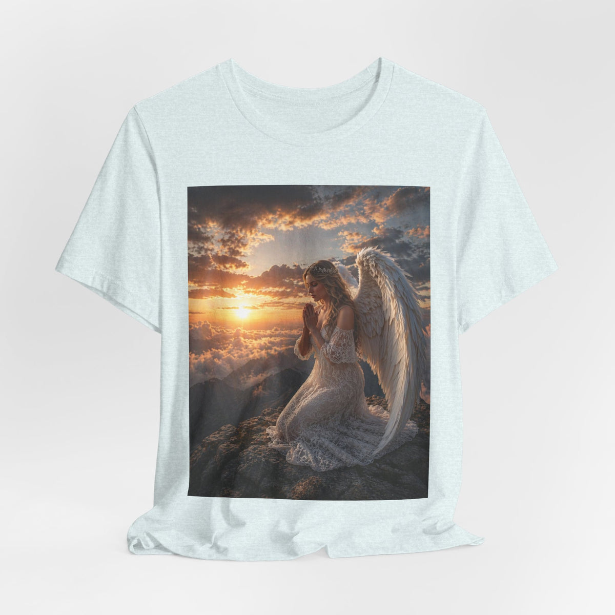 Angel Prayer T‑Shirt — Serene Winged Angel Sunset Tee