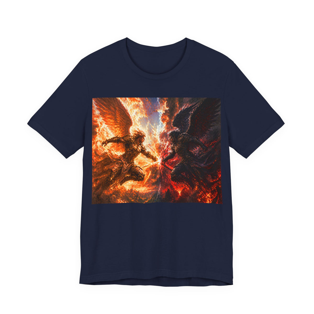 Angel vs Demon Battle T-Shirt — Fiery Fantasy Art Graphic Tee