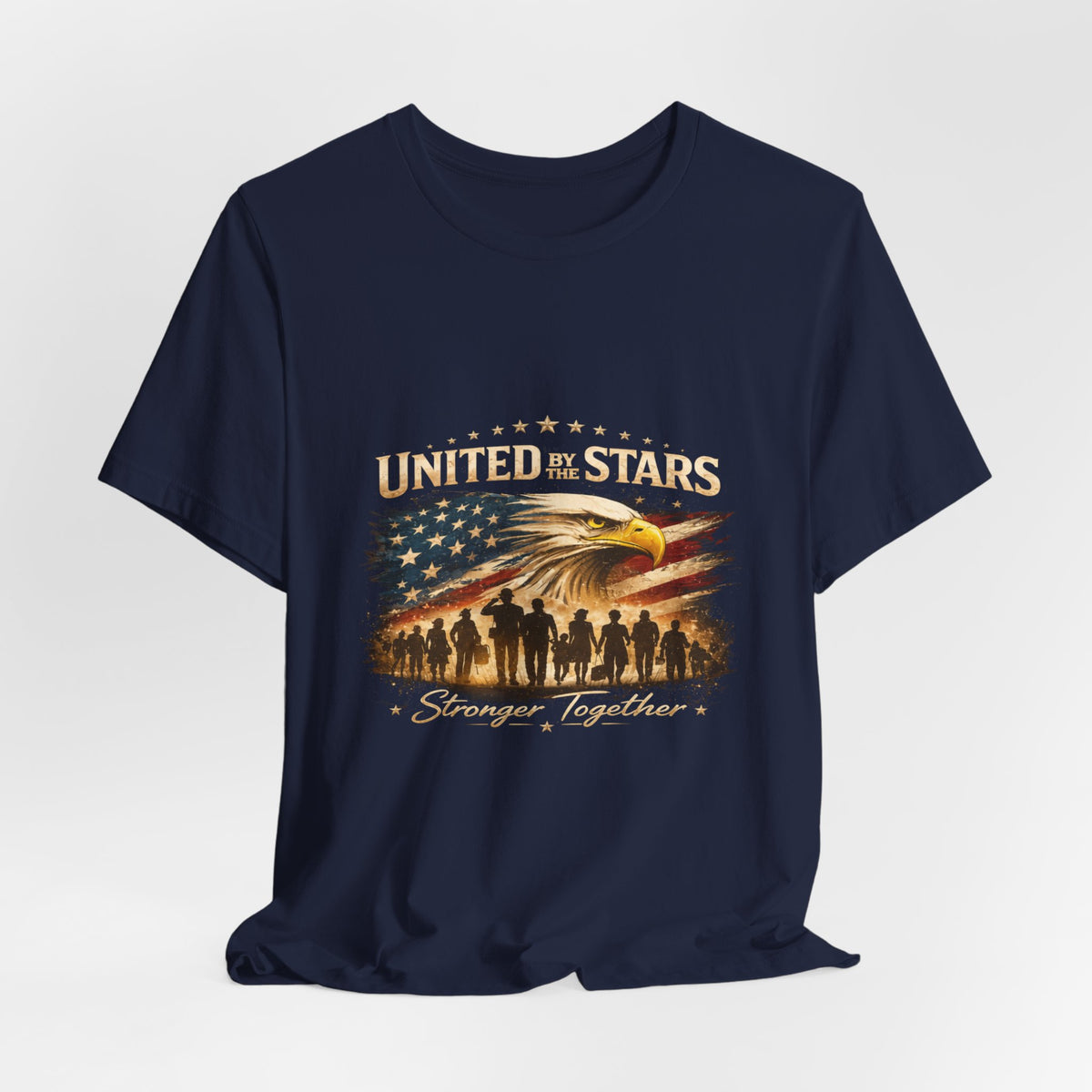 United We Stand T-Shirt – Patriotic Eagle & Soldiers “Stronger Together” Tee