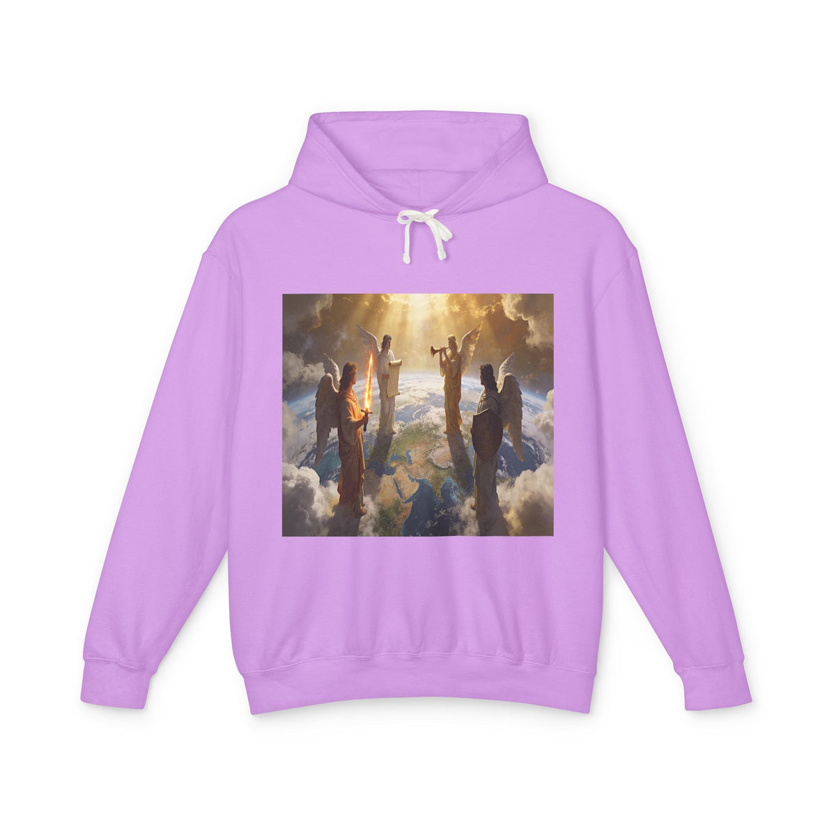 The Seven Trumpets-Angel Choir Hoodie — Heavenly Light Spiritual Graphic Pullover