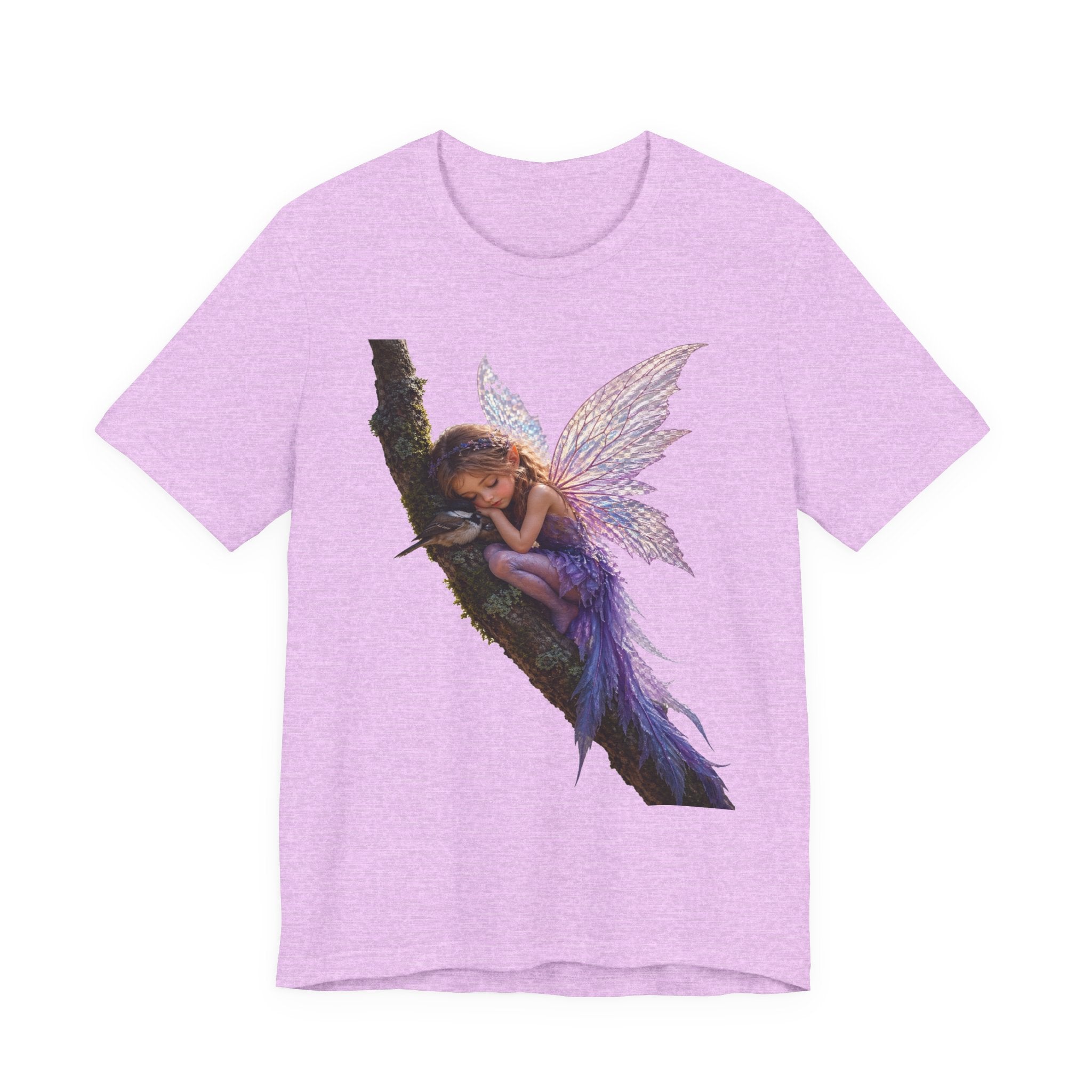 Fairy Sleeping on Branch T-Shirt — Magical Purple Fairy Tee for Women & Girls