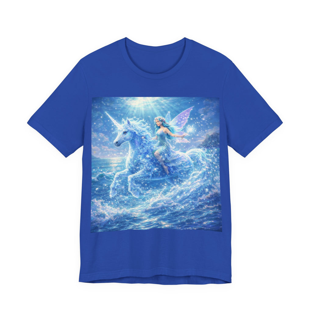 Mystic Sea Unicorn Tee — Fairy Riding Pegasus Surfing Ocean Graphic T-Shirt