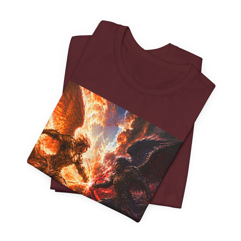 Angel vs Demon Battle T-Shirt — Fiery Fantasy Art Graphic Tee