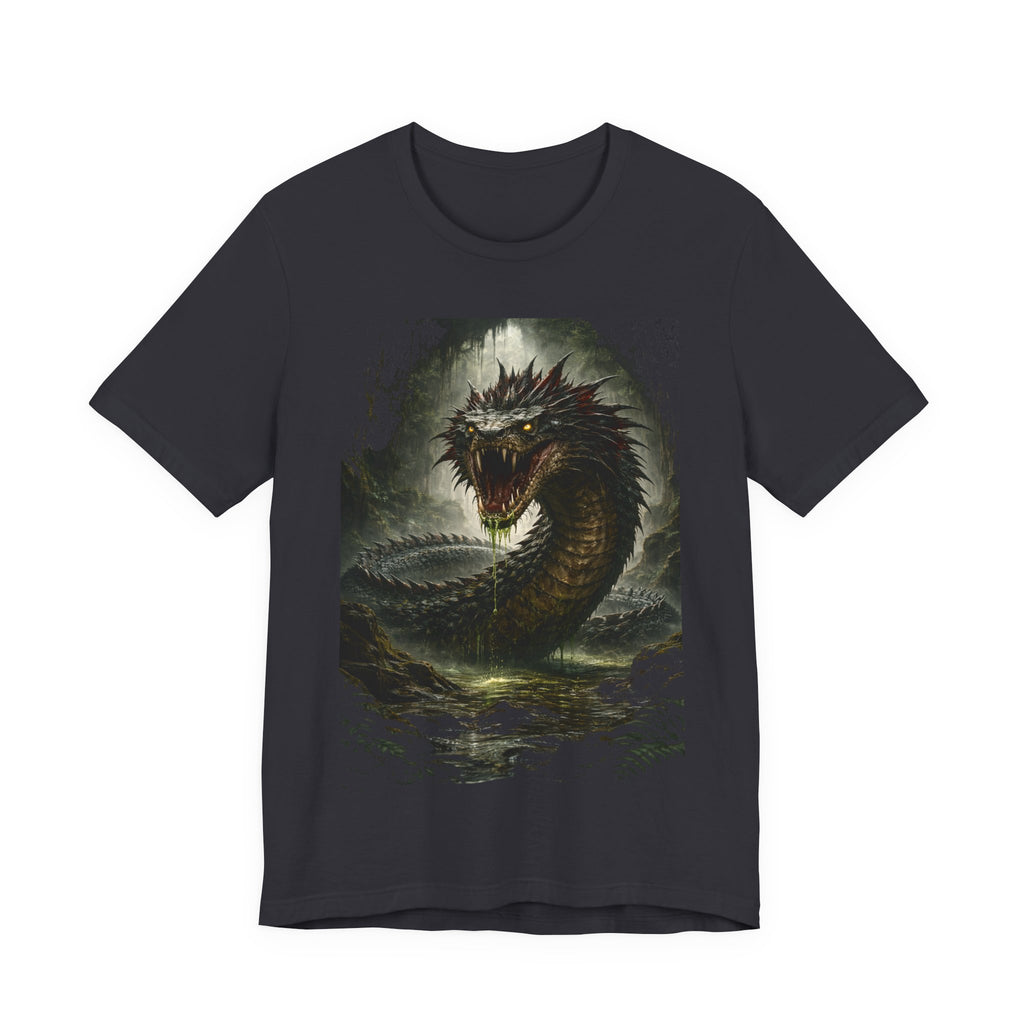 Basilisk Sea Serpent Graphic Tee — Dark Mythical Dragon Shirt