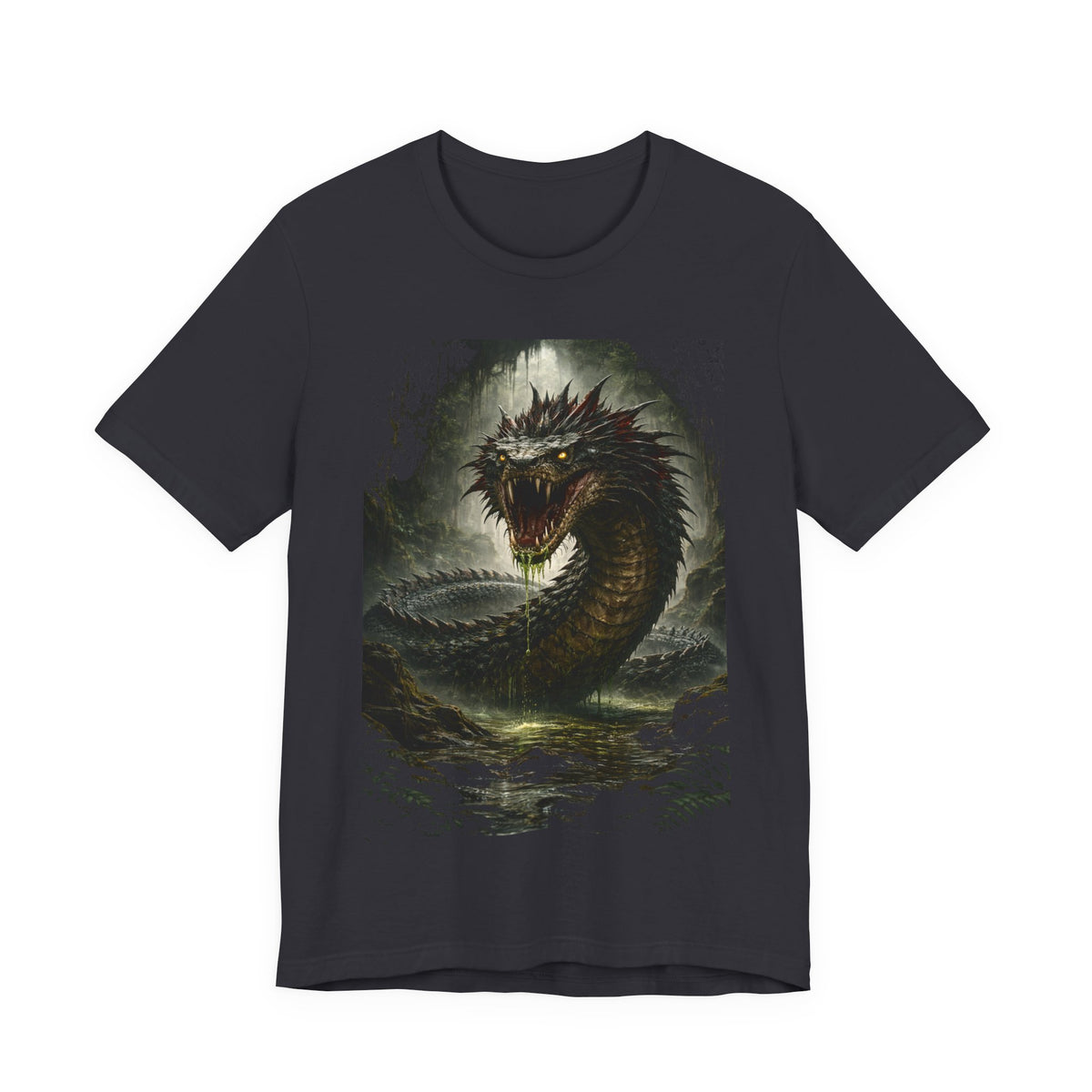 Basilisk Sea Serpent Graphic Tee — Dark Mythical Dragon Shirt