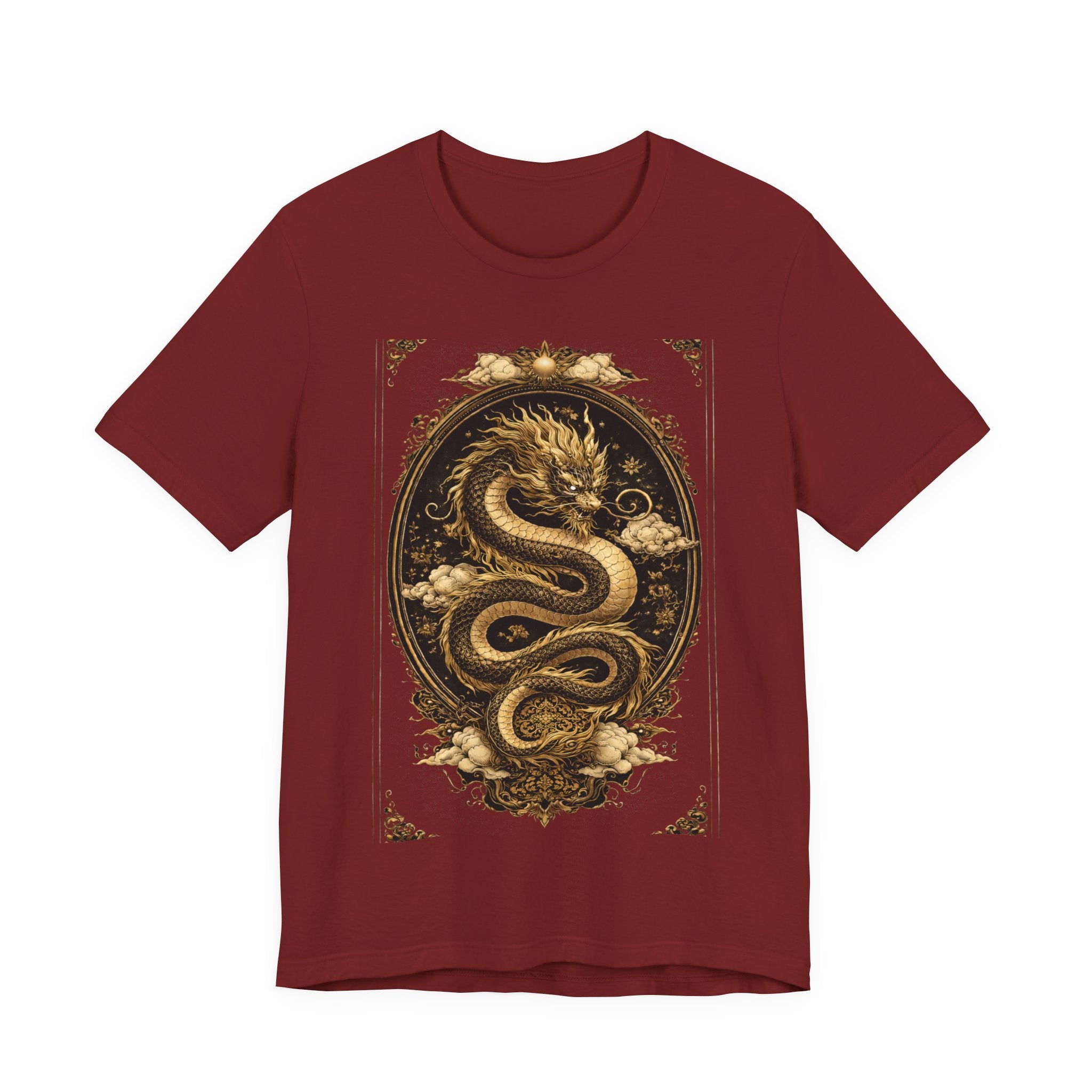Dragon Oval Graphic Tee — Vintage Gold Snake Illustration T-Shirt