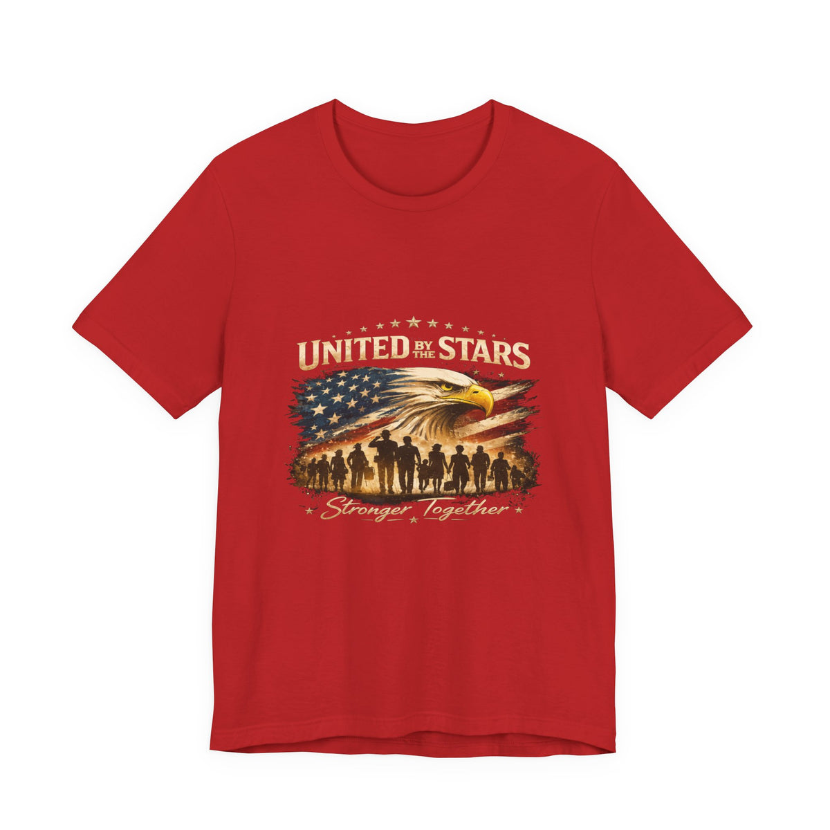 United We Stand T-Shirt – Patriotic Eagle & Soldiers “Stronger Together” Tee