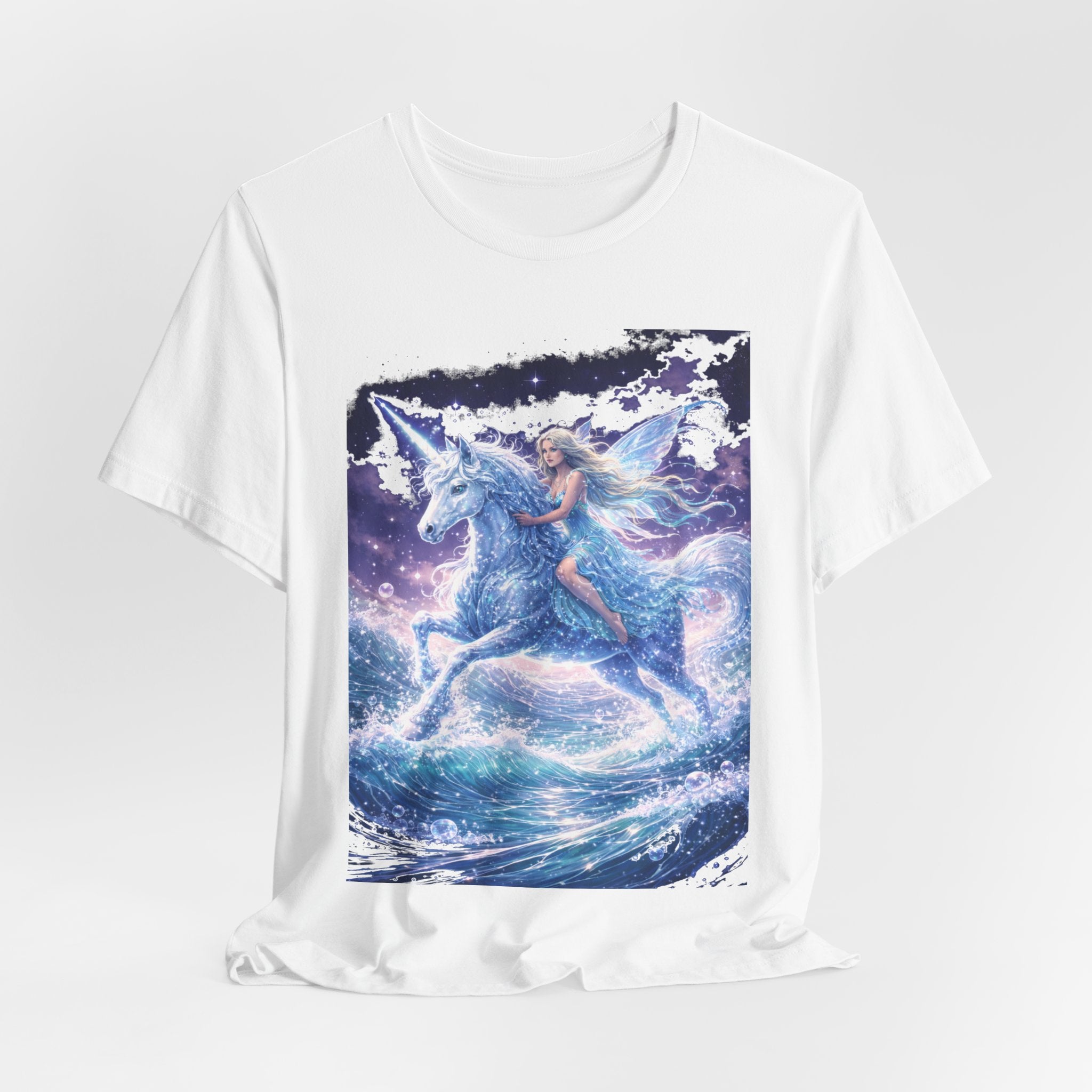 Mystical Unicorn Rider T‑Shirt – Fantasy Pegasus Night Sky Graphic Tee