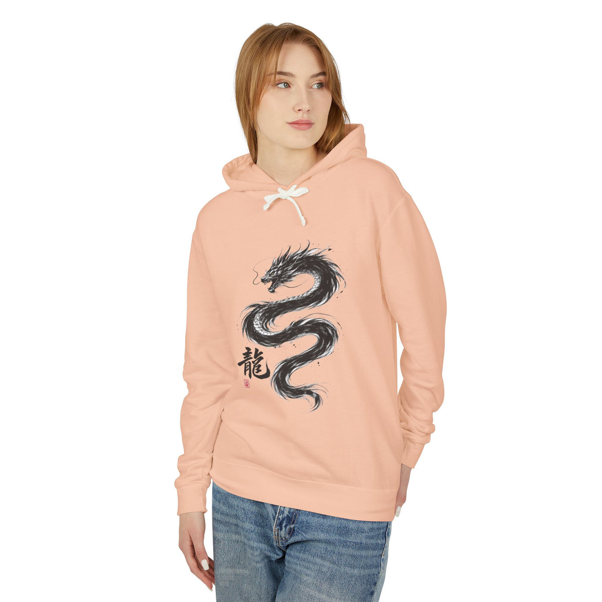 Dragon Ink Hoodie — Oriental Brush Stroke Dragon Sweatshirt