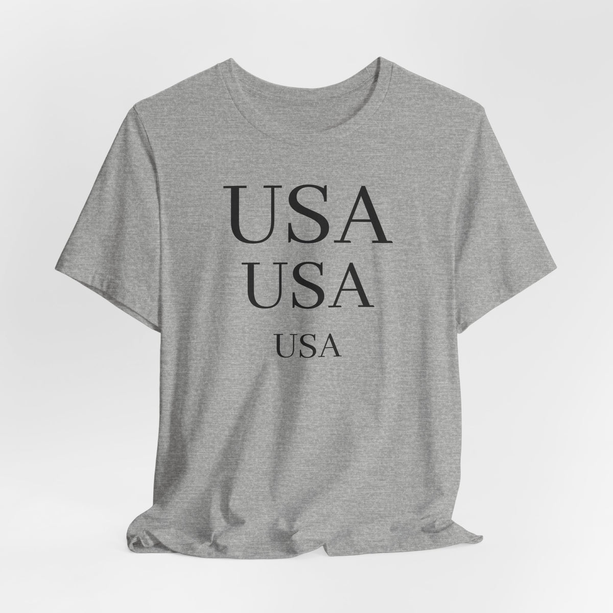 USA Minimalist Tee — Patriotic Text Graphic T-Shirt