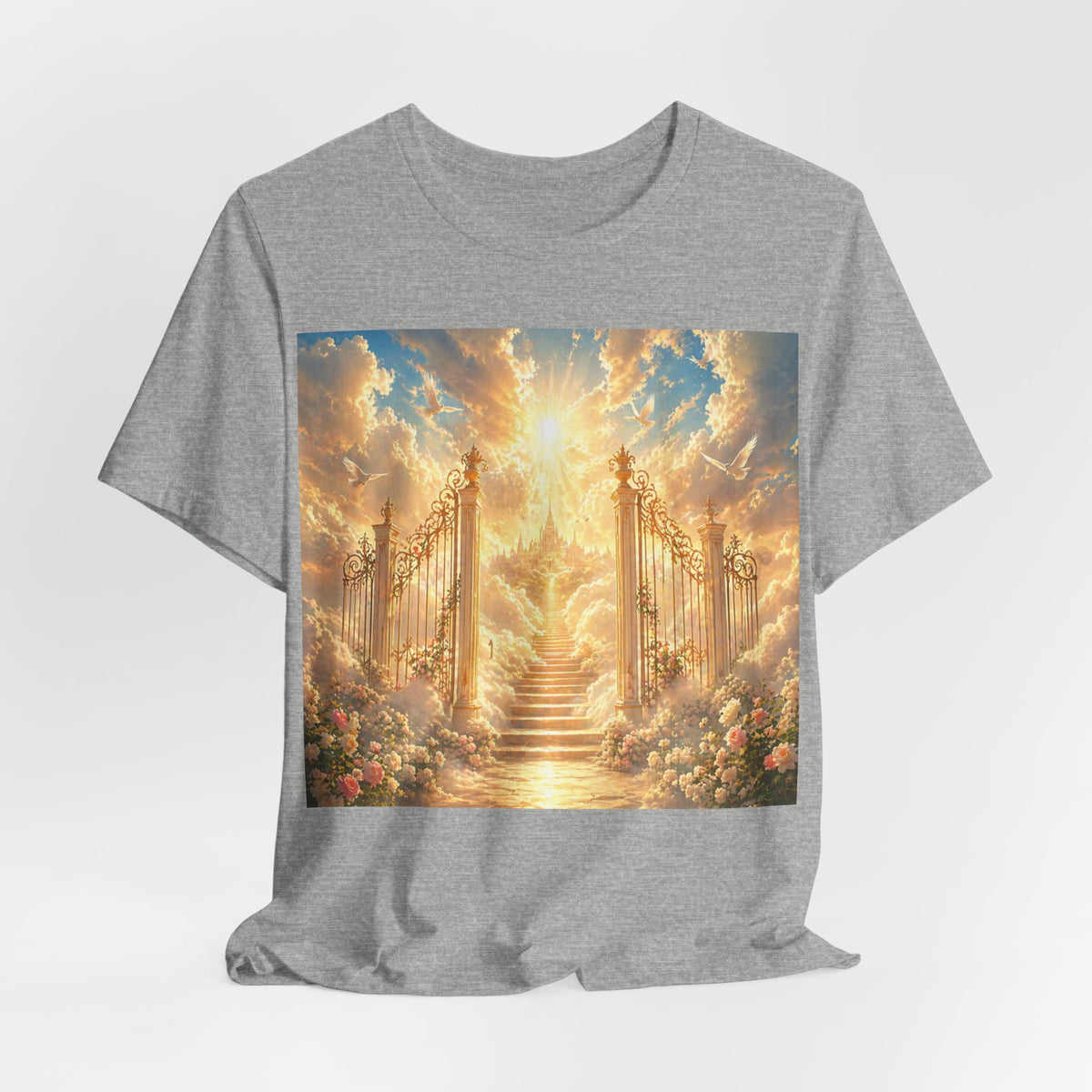 Heavenly Gates Graphic Tee — Celestial Stairs & Sunlight T-Shirt