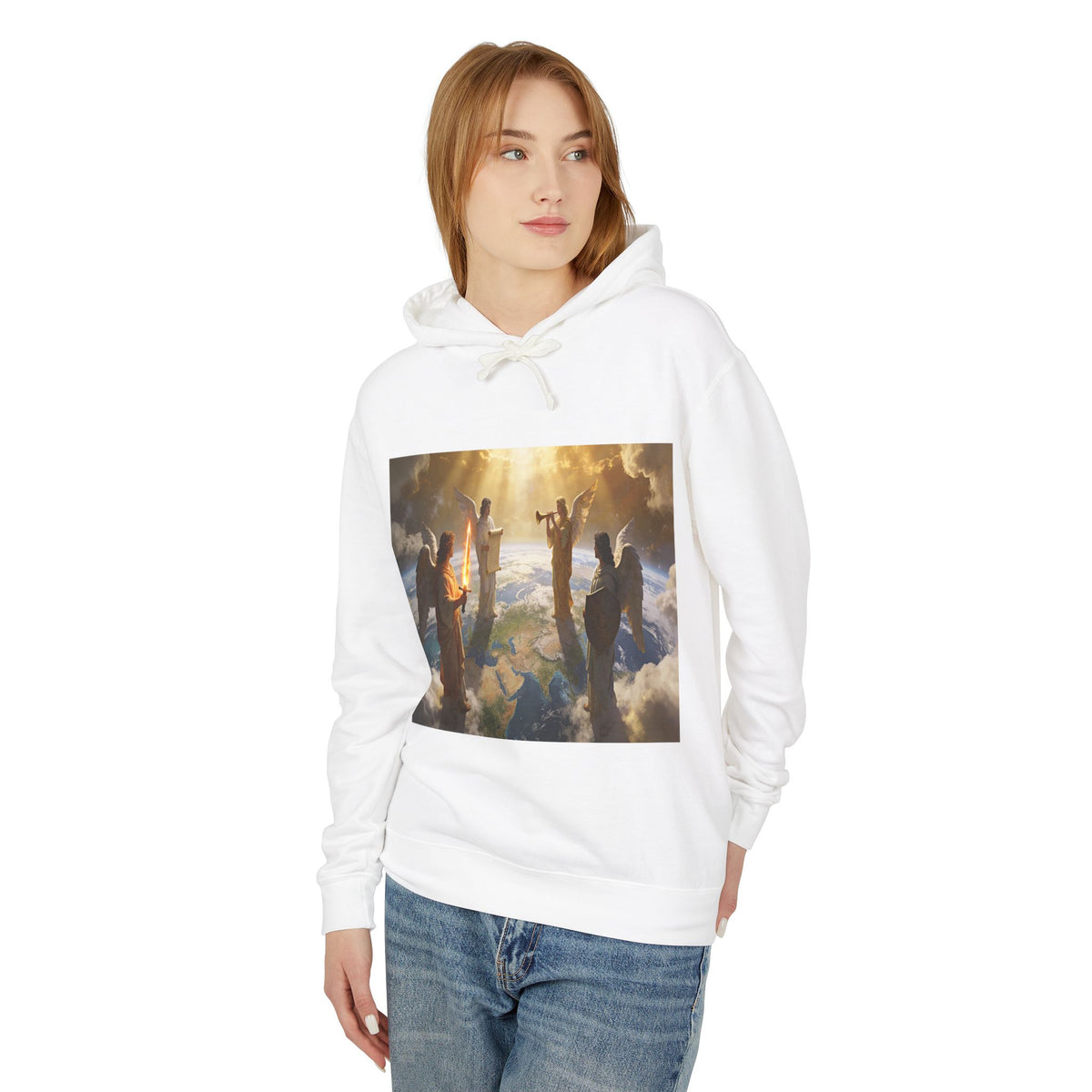 The Seven Trumpets-Angel Choir Hoodie — Heavenly Light Spiritual Graphic Pullover