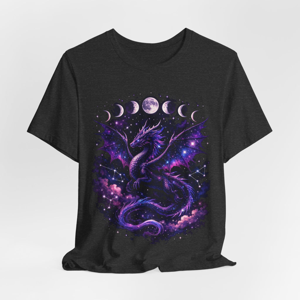 Celestial Moonphase Dragon T-Shirt — Purple Galaxy Fantasy Tee