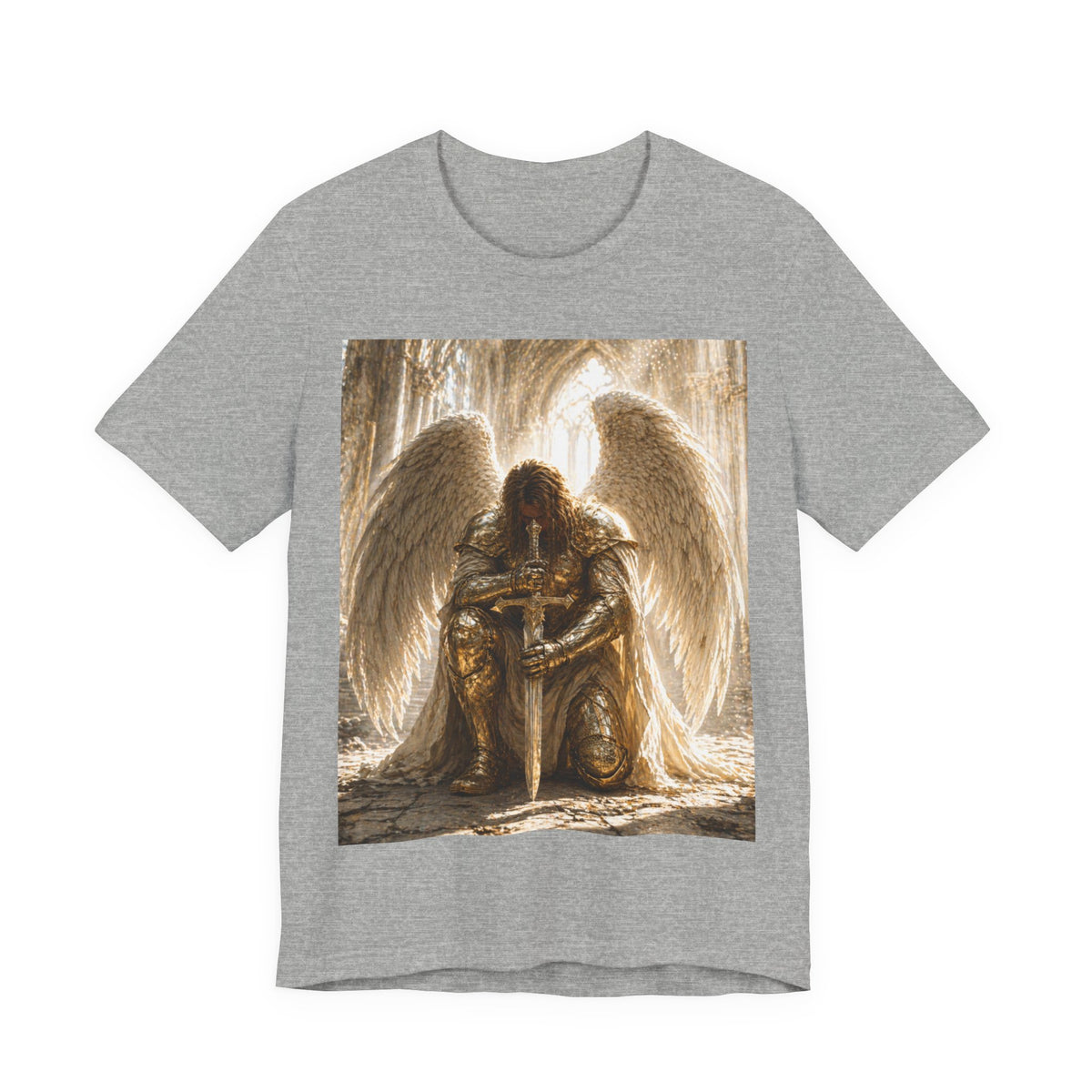 Guardian Angel Graphic Tee — Praying Winged Warrior T-Shirt