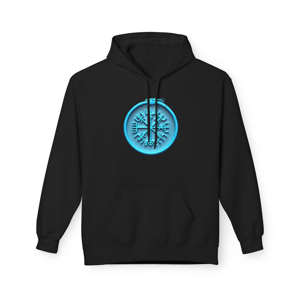 The Serpent – Jörmungandr, Blue Neon Rune Hoodie — Mystical Sigil Graphic Sweatshirt