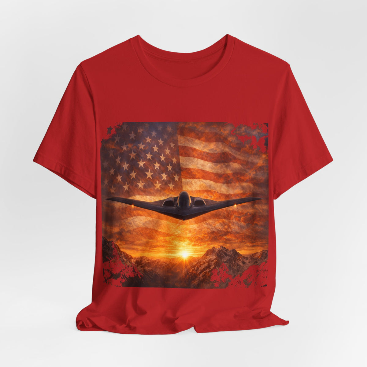 American Flag Bomber Plane T-Shirt — Patriotic Military Aviation Tee