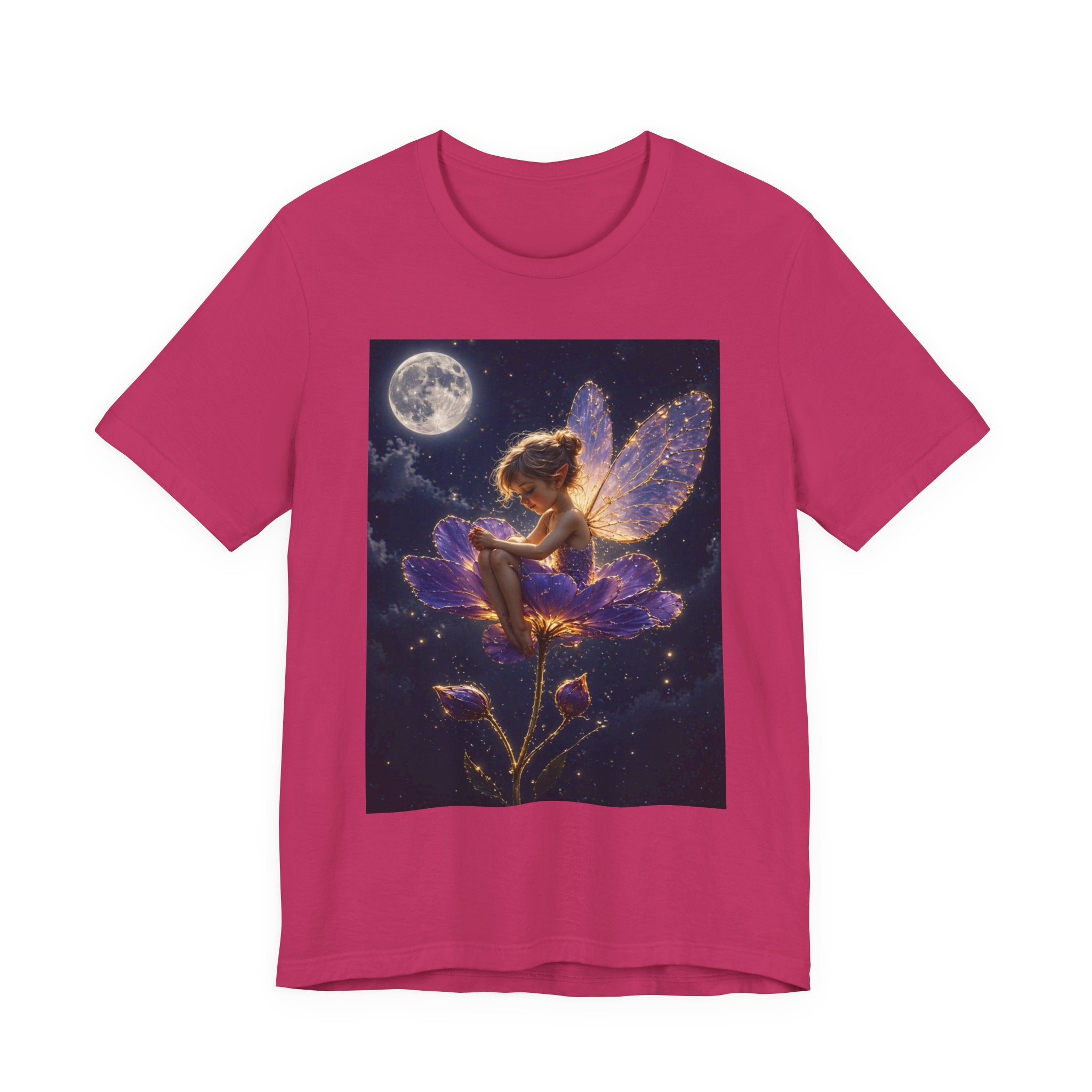 Fairy Night T-Shirt — Moonlit Fairy on Purple Flower