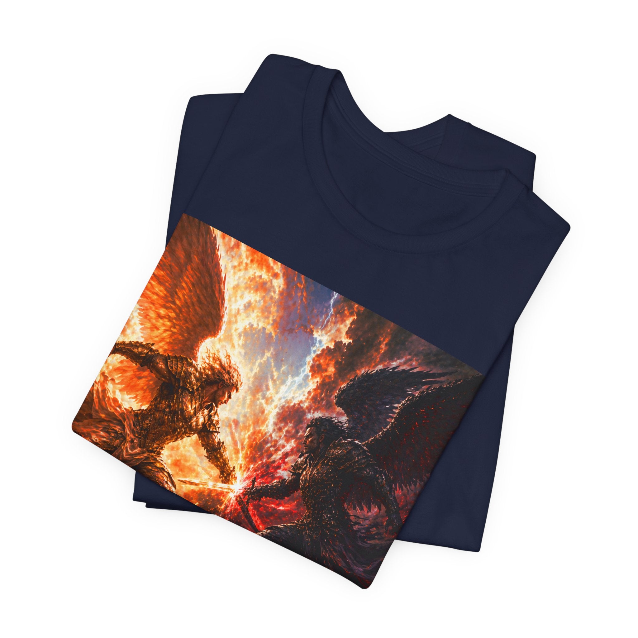 Angel vs Demon Battle T-Shirt — Fiery Fantasy Art Graphic Tee