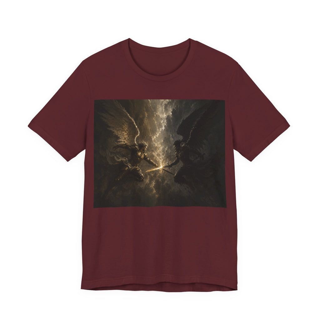 Angel Battle Graphic Tee — Dark Mythic Winged Warriors Shirt