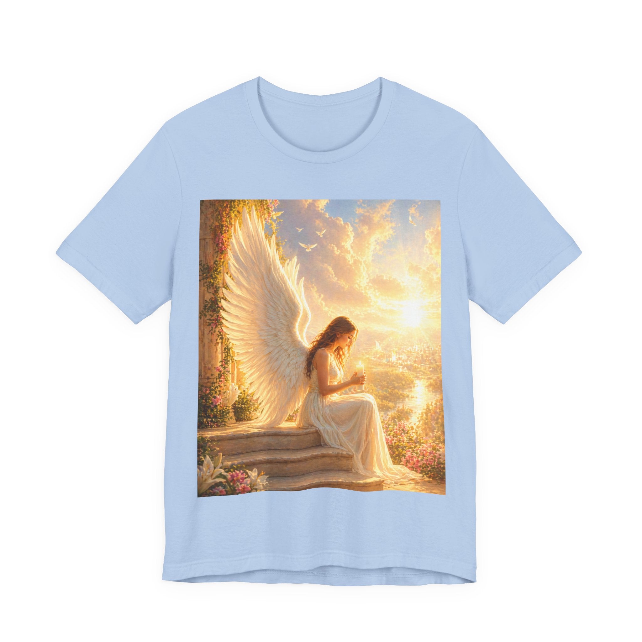 Angel Prayer T‑Shirt — Serene Winged Angel Graphic Tee for Spiritual Gifts & Memorials