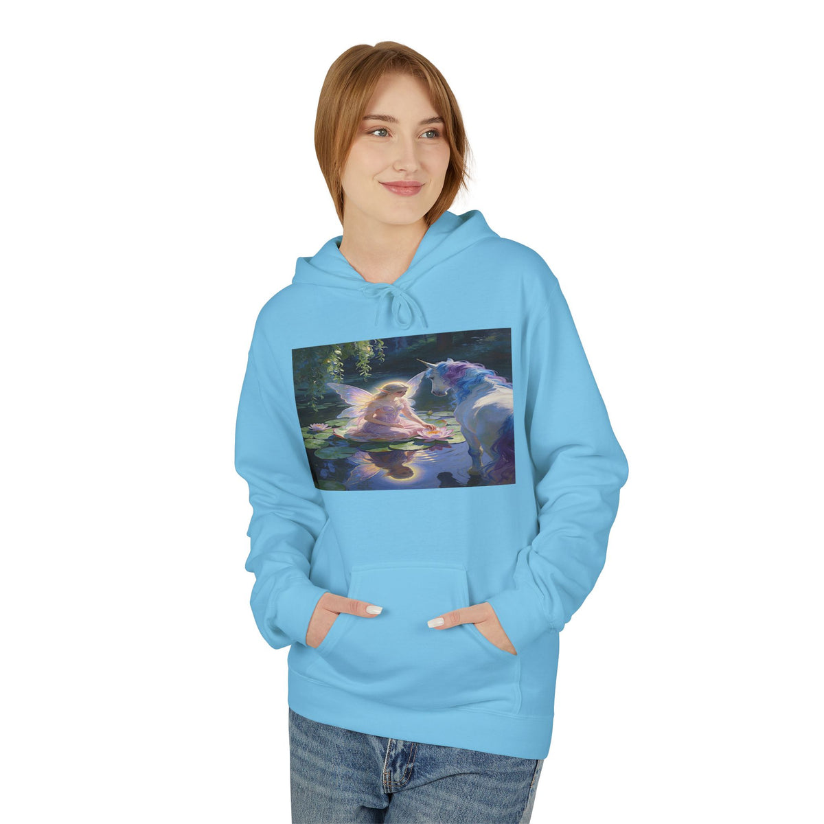 Unicorn and Fairy Cotton Hoodie — Abstract Galaxy Flower Print Pullover