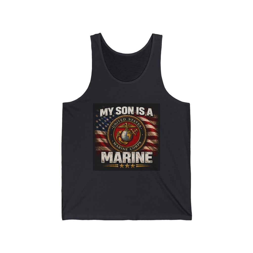 Marine Mom Tank Top — "My Son Is A Marine" Patriotic USMC Flag Design