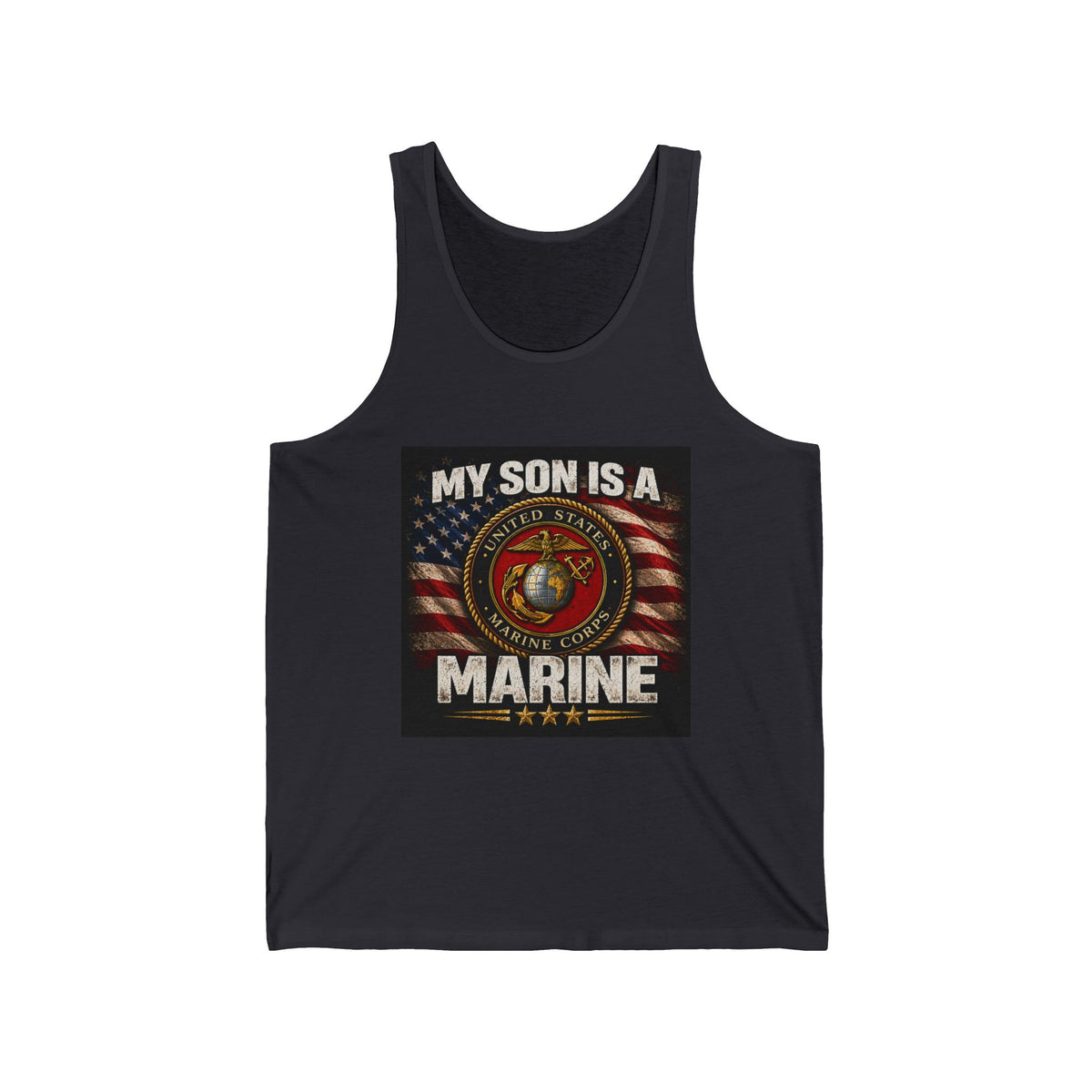 Marine Mom Tank Top — "My Son Is A Marine" Patriotic USMC Flag Design
