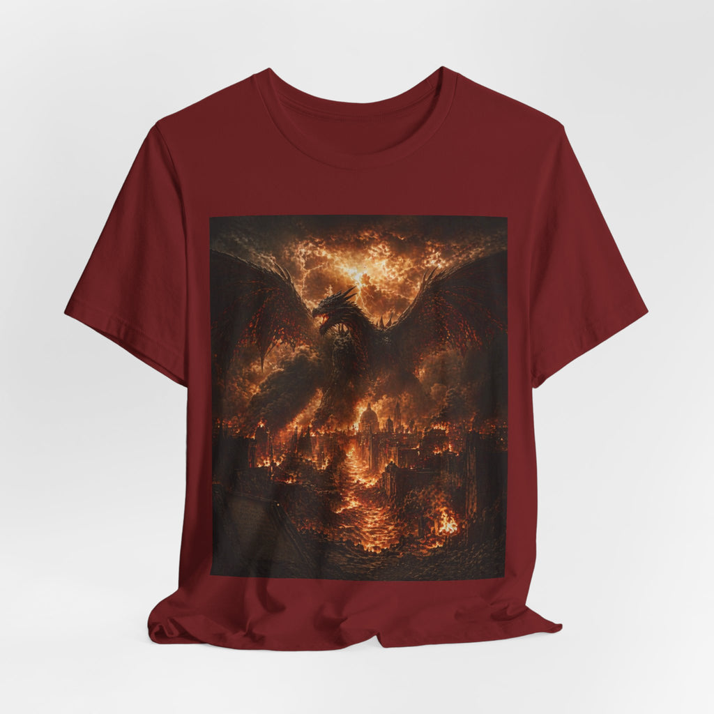 Demonic Dragon Fire End of times Tee — Dark Graphic Shirt of the final battel betten Satan and Miichael the arch angel