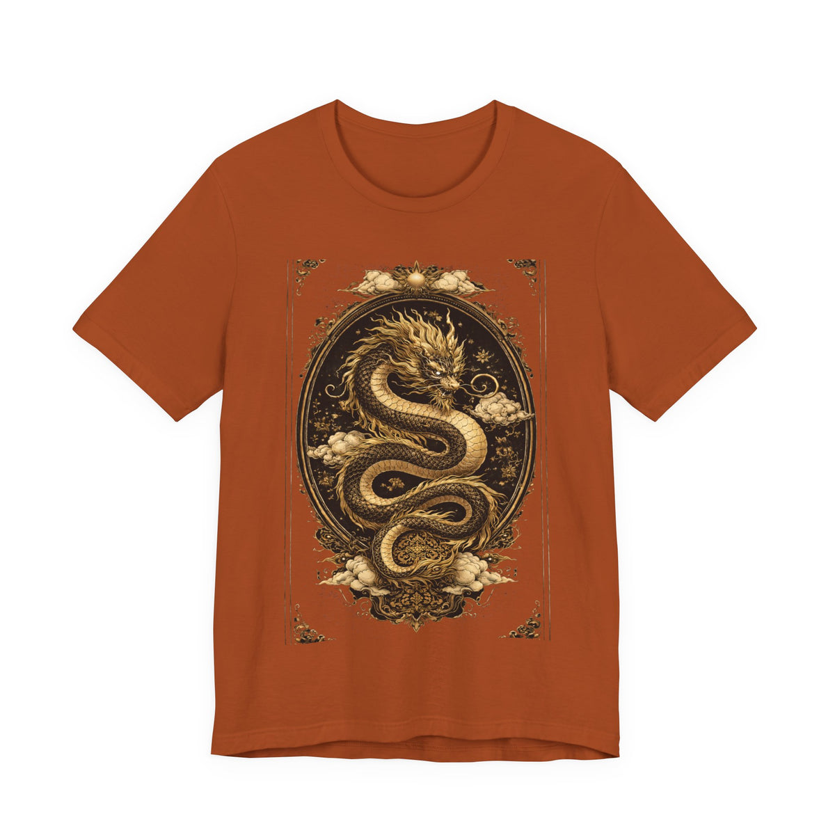 Dragon Oval Graphic Tee — Vintage Gold Snake Illustration T-Shirt
