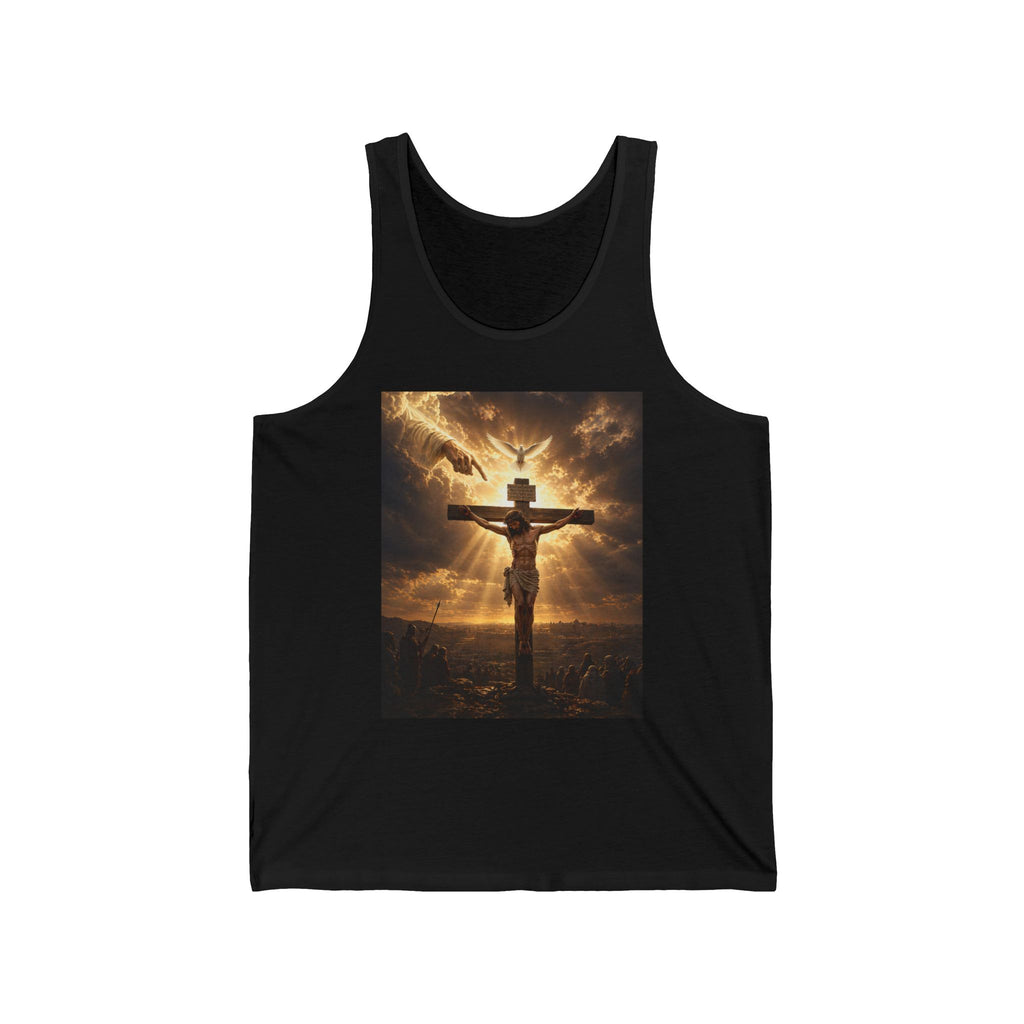 Christian Crucifixion Tank Top — Jesus on the Cross with Dove & Radiant Light