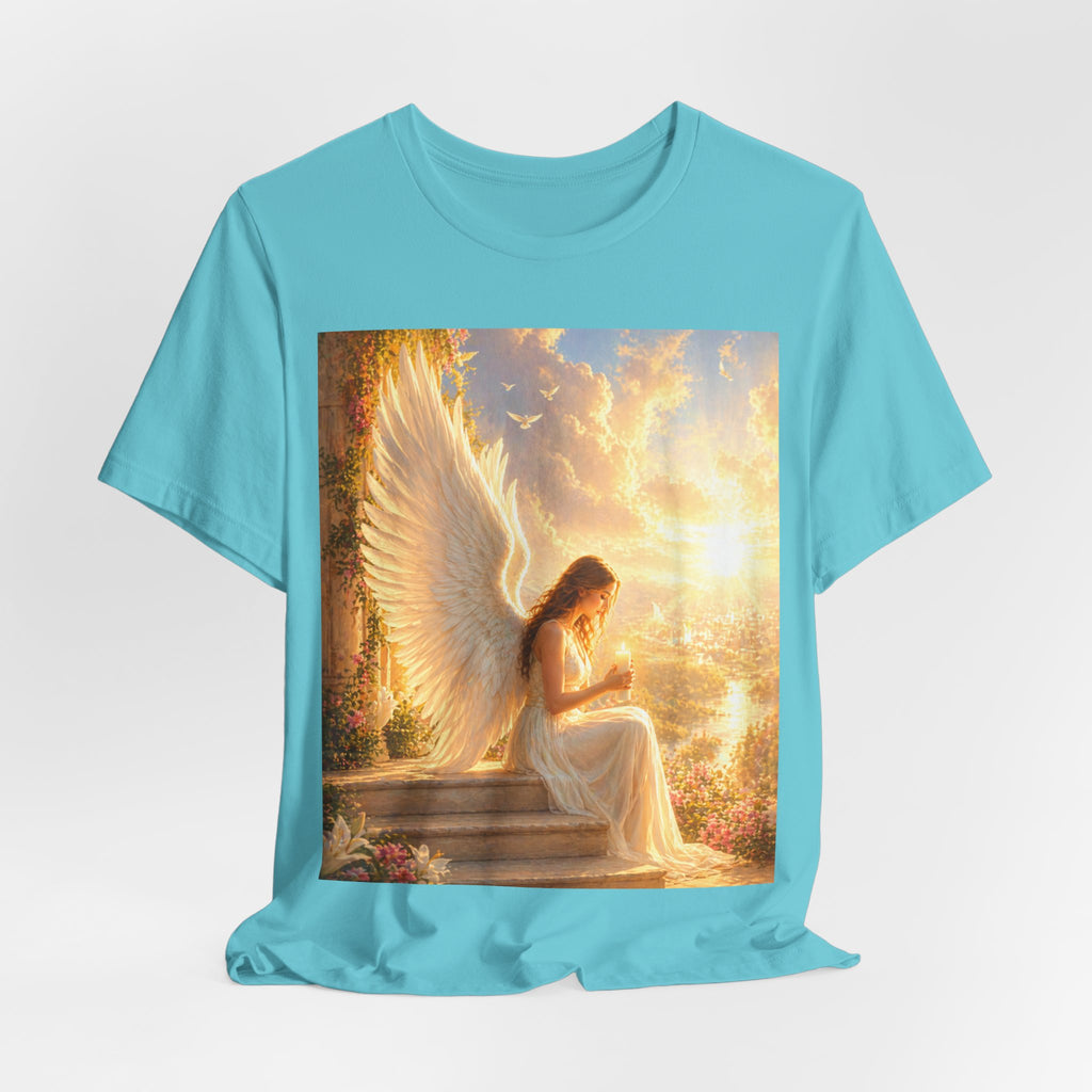Angel Prayer T‑Shirt — Serene Winged Angel Graphic Tee for Spiritual Gifts & Memorials