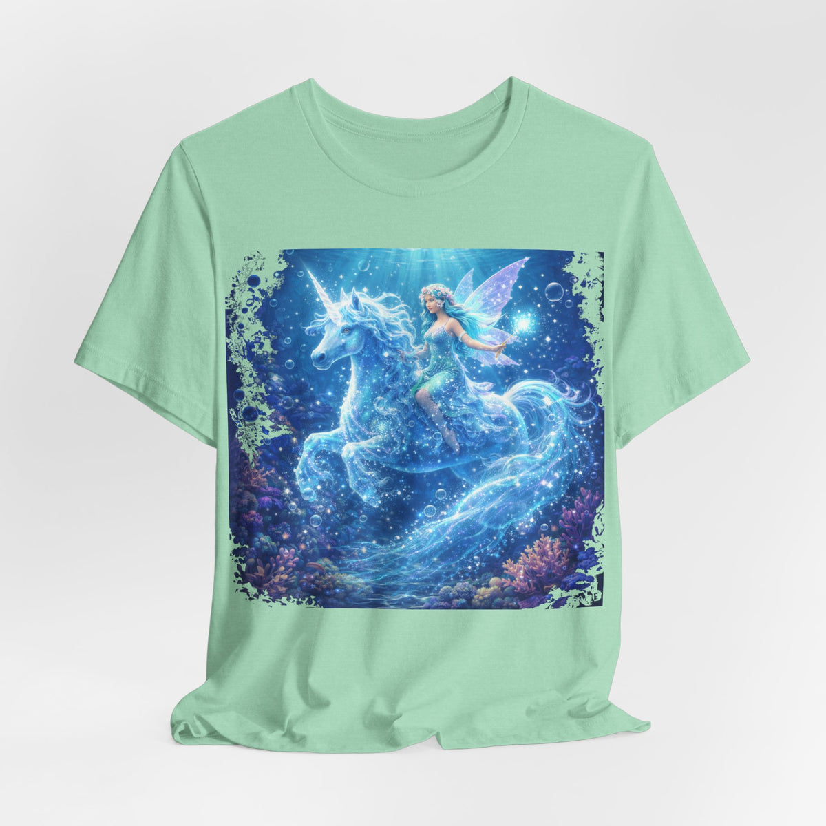 Mystical Blue Unicorn & Fairy Tee — Fantasy Magic Horse T-Shirt