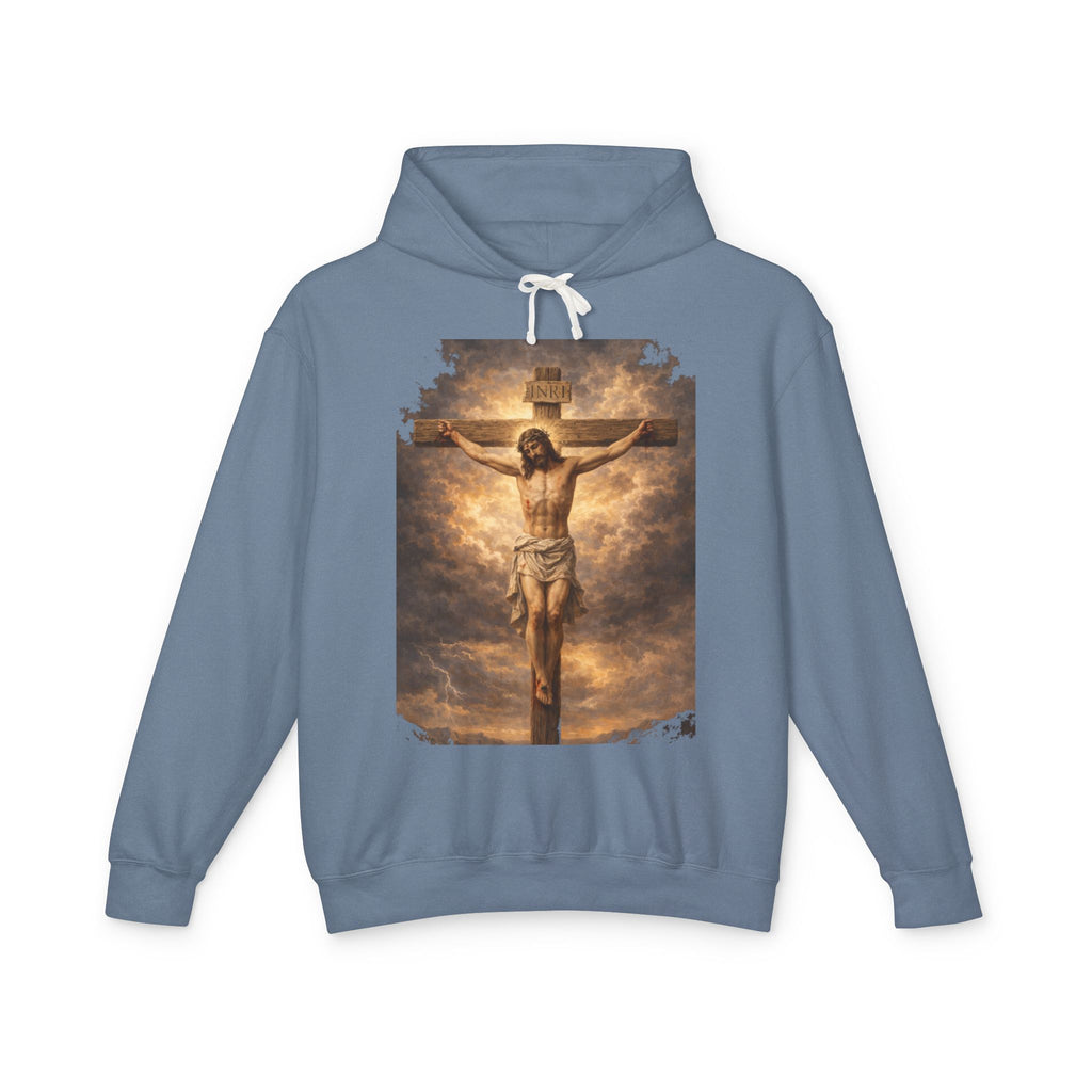 Jesus Crucifixion Hoodie — Christian Faith Graphic Sweatshirt for Easter & Religious Wear