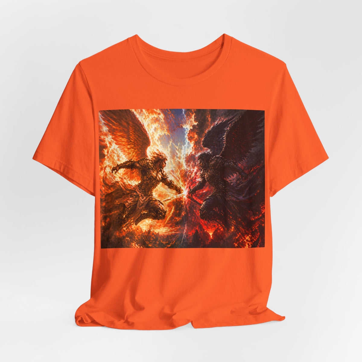 Angel vs Demon Battle T-Shirt — Fiery Fantasy Art Graphic Tee