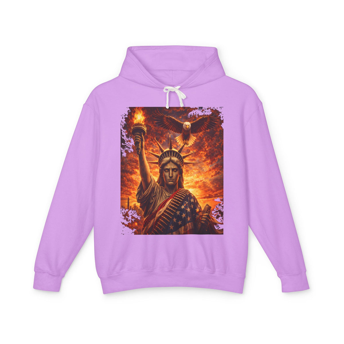 Statue of Liberty Flame Graphic Hoodie — Patriot Fire Art Sweatshirt