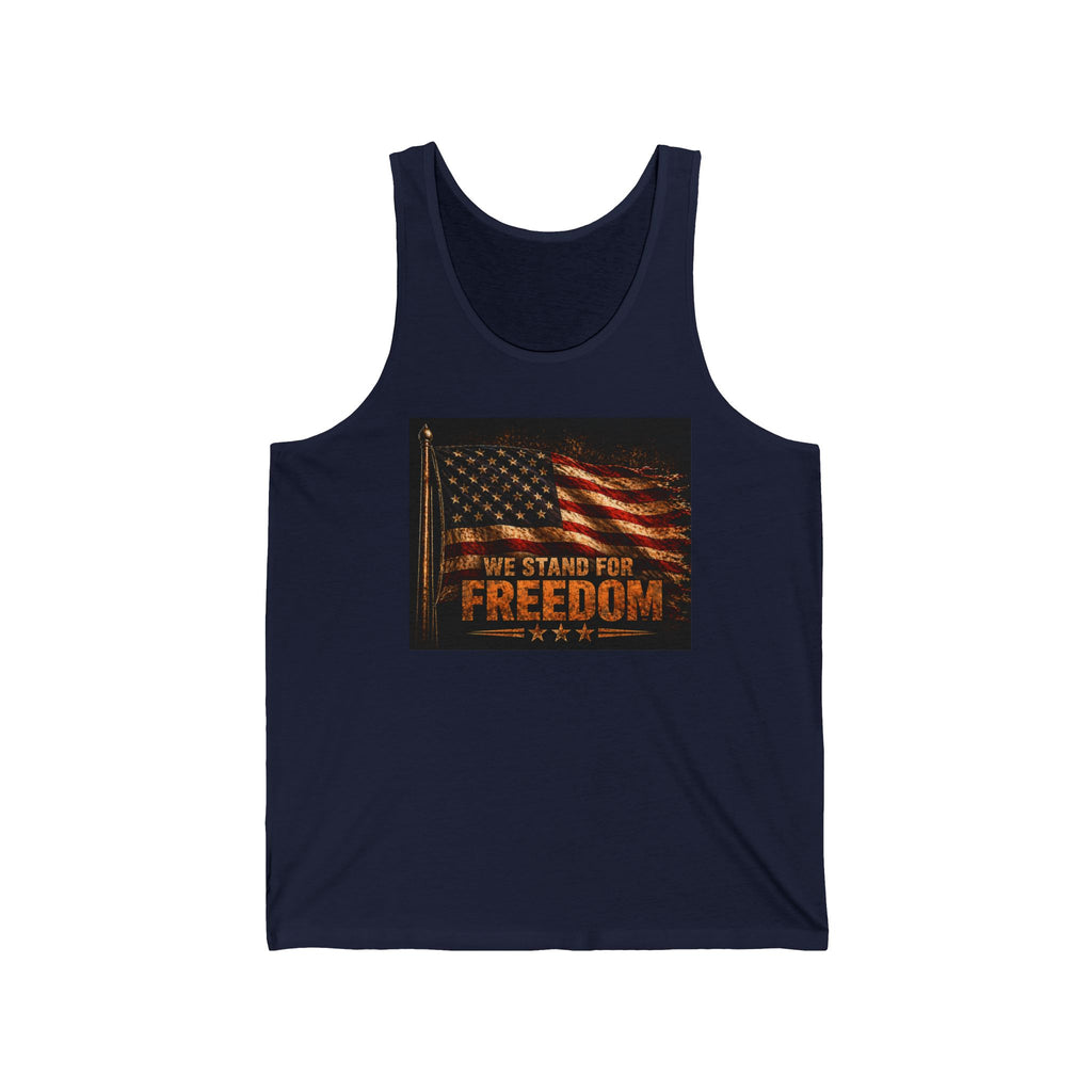 Freedom Flag Tank Top - "We Stand For Freedom" Patriotic American Flag Tee