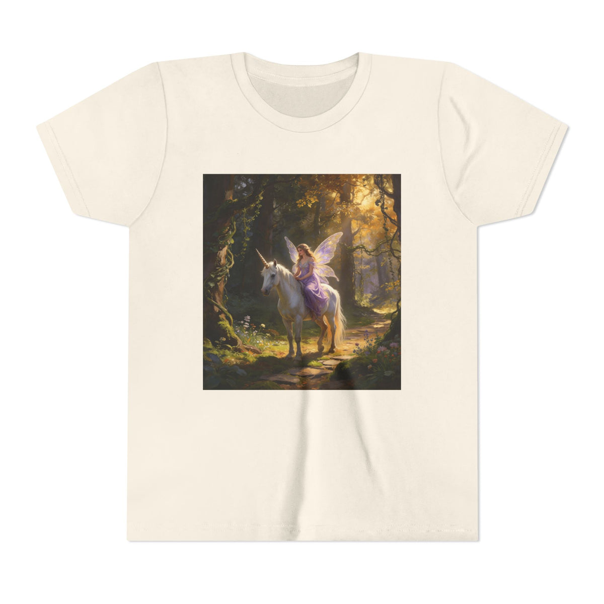 Youth Tee — Enchanted Unicorn & Fairy Forest Graphic