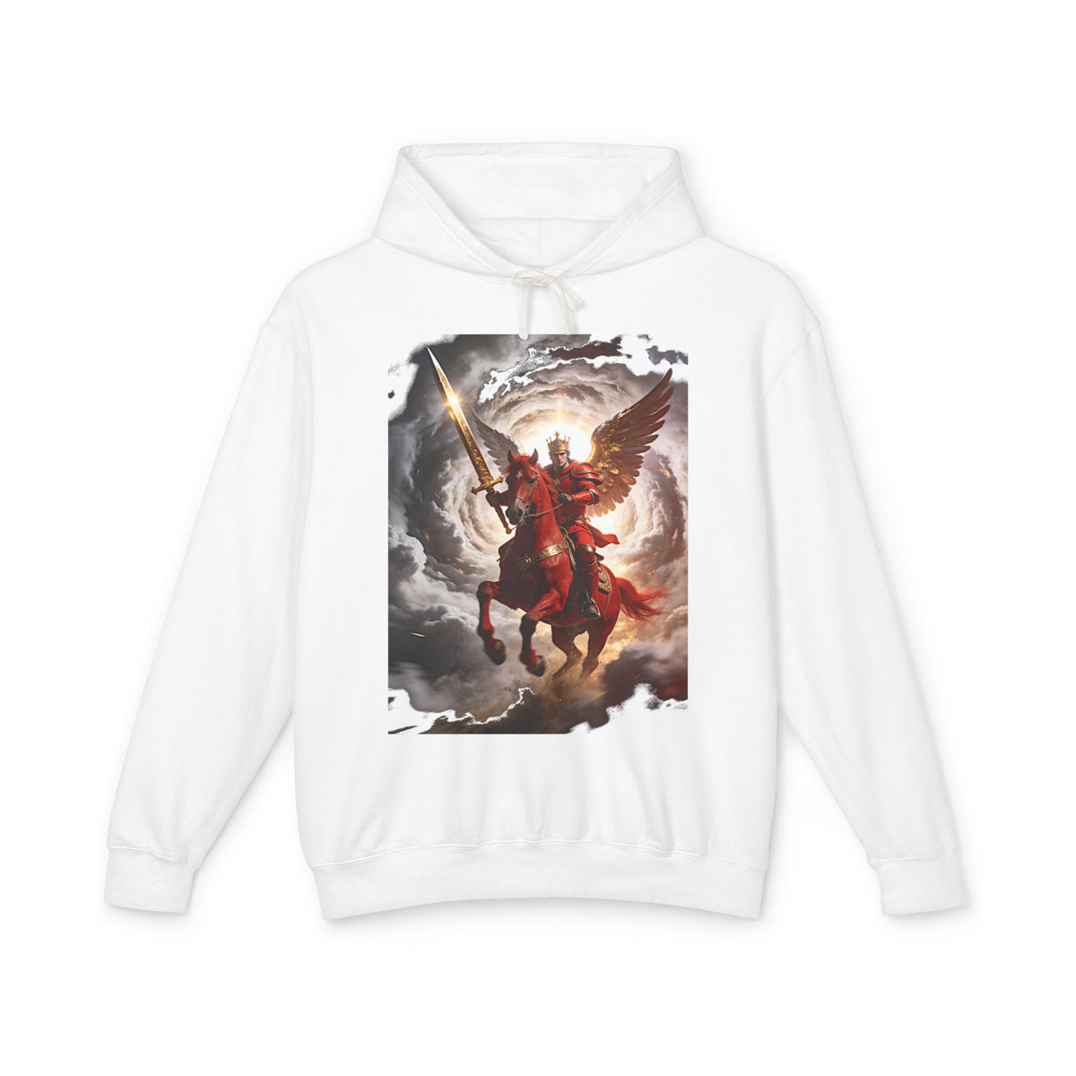 Archangel Warrior Hoodie — Saint Michael Celestial Battle Graphic Sweatshirt