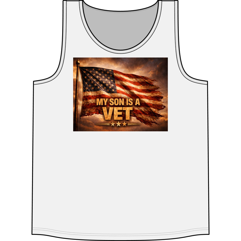 My Son Is a Vet Tank Top – Patriotic American Flag Veteran Tribute