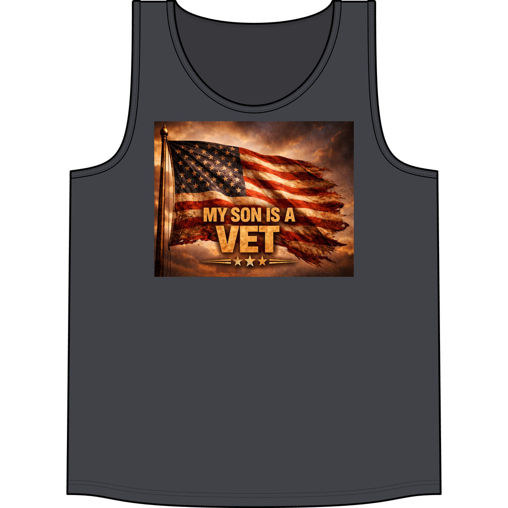 My Son Is a Vet Tank Top – Patriotic American Flag Veteran Tribute