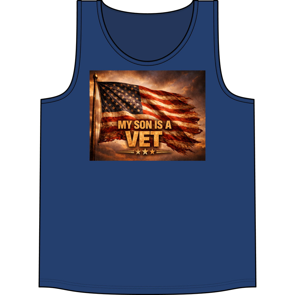 My Son Is a Vet Tank Top – Patriotic American Flag Veteran Tribute