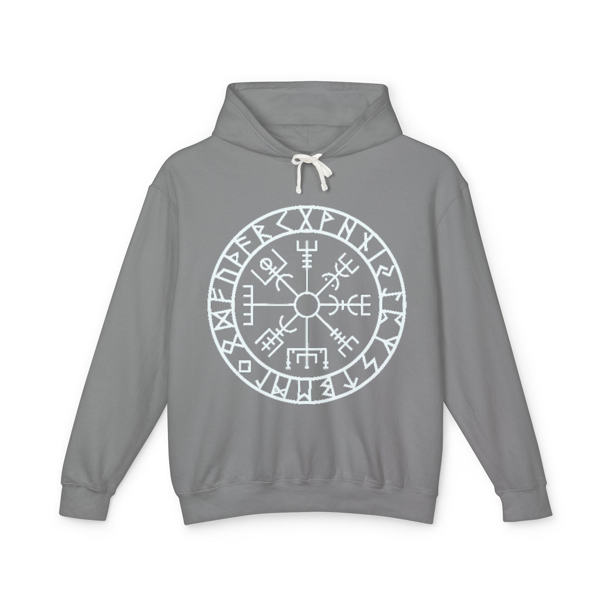 Vegan Compass Rune Hoodie — Norse Vegvisir Symbol Lavender Pullover