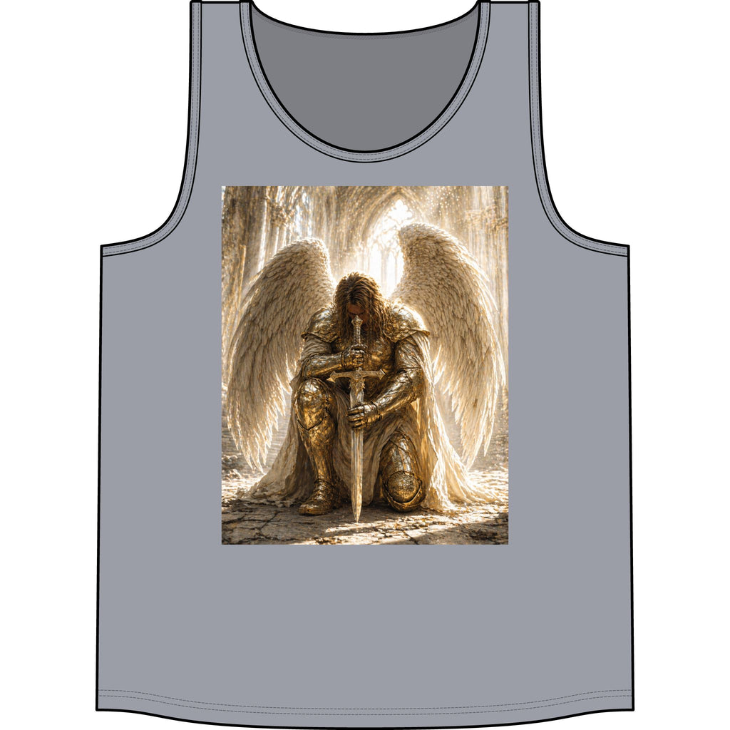Angel Knight Tank Top — Golden Winged Warrior Graphic Concert Tank