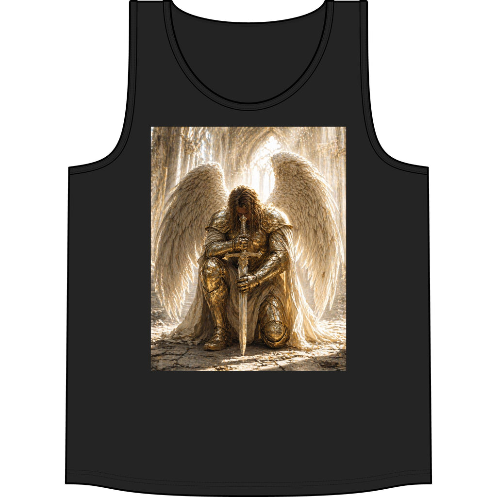 Angel Knight Tank Top — Golden Winged Warrior Graphic Concert Tank