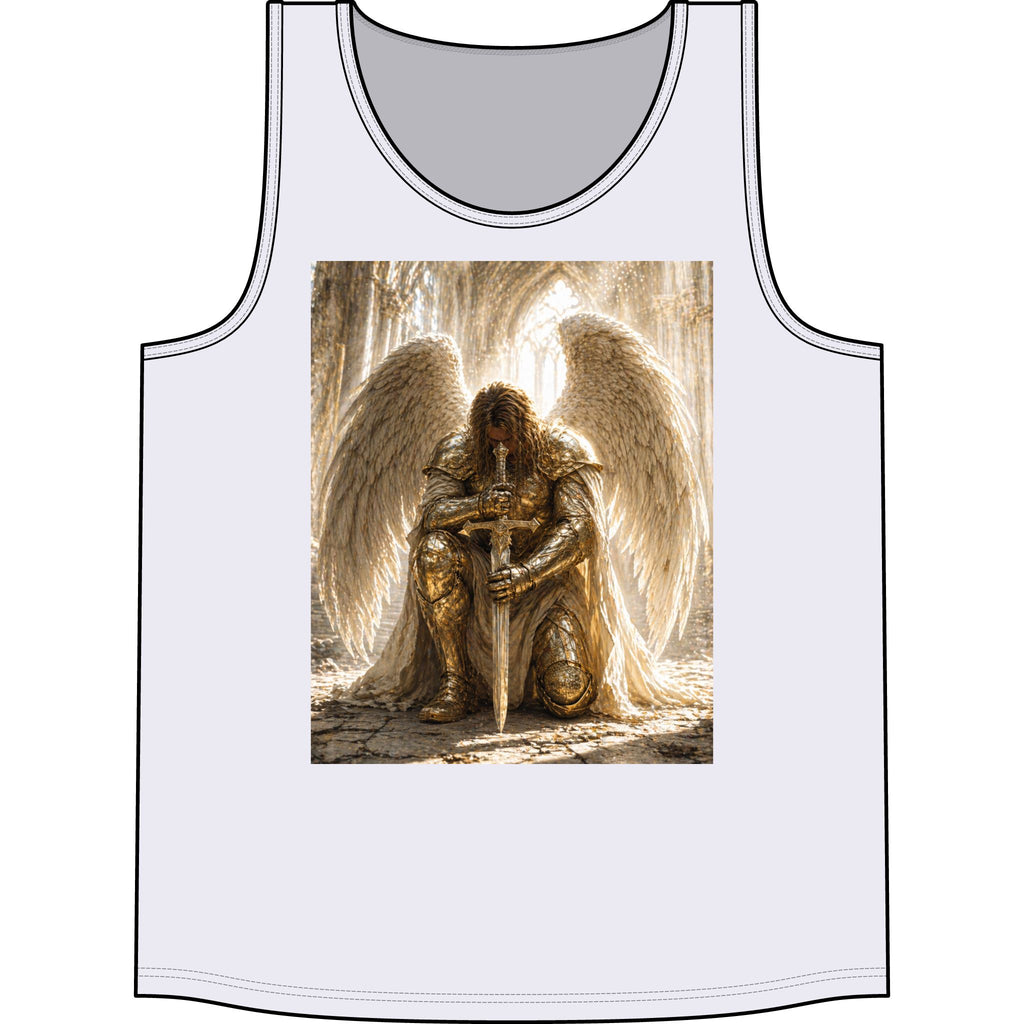 Angel Knight Tank Top — Golden Winged Warrior Graphic Concert Tank